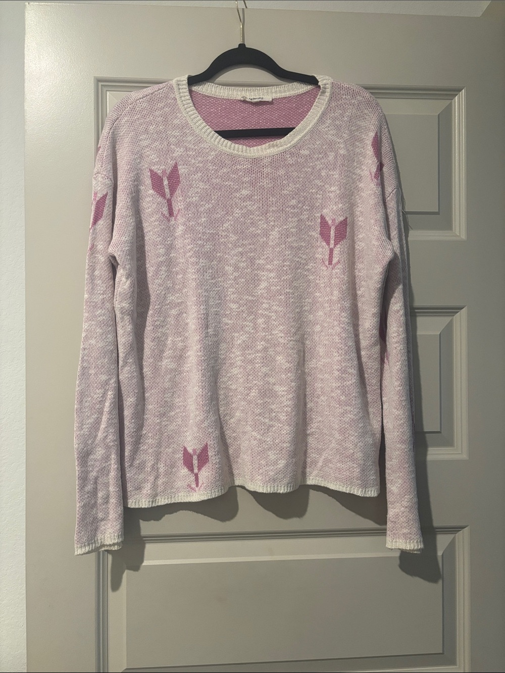 Splendid Light Pink and Cream Knit Sweater with Pink Arrow Details